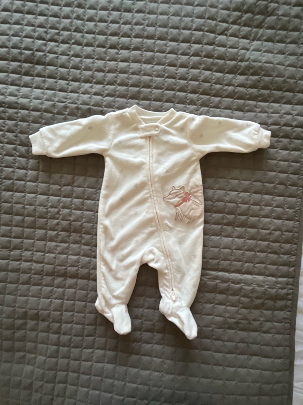 Carter's Cream Footed One-Piece with Fox Accent